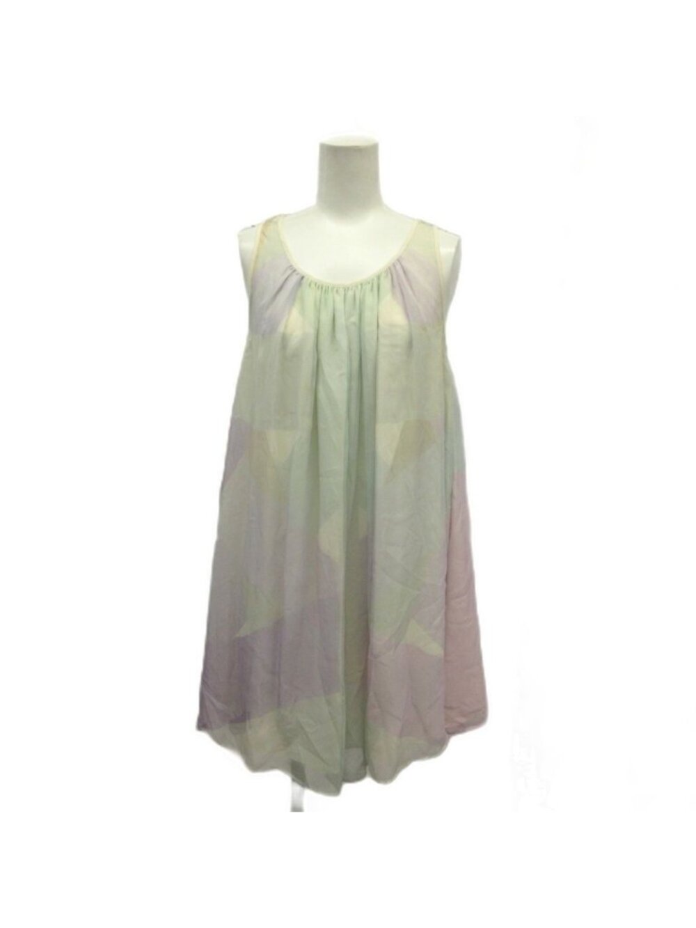 Fendi Tunic Dress All Over Print Sleeveless Round Neck Silk Ivory Pastel 38